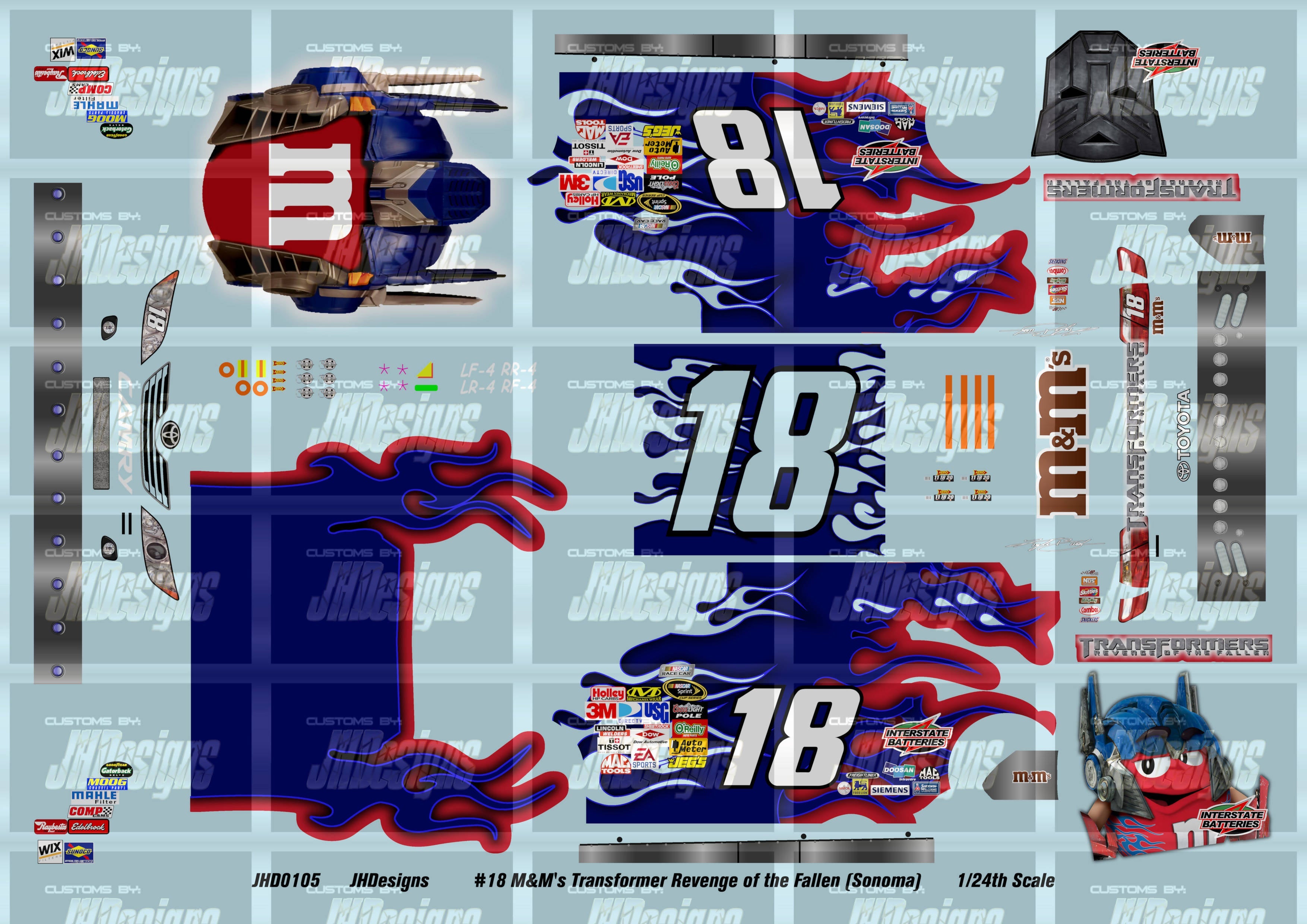 JH Designs Kyle Busch 2009 CUP #18 M&M's Transformers Revenge of 