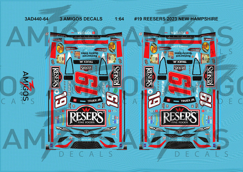 1:64 3 Amigos Decals #19 REESERS CAMRY 2023 NEW HAMPSHIRE Decal Set