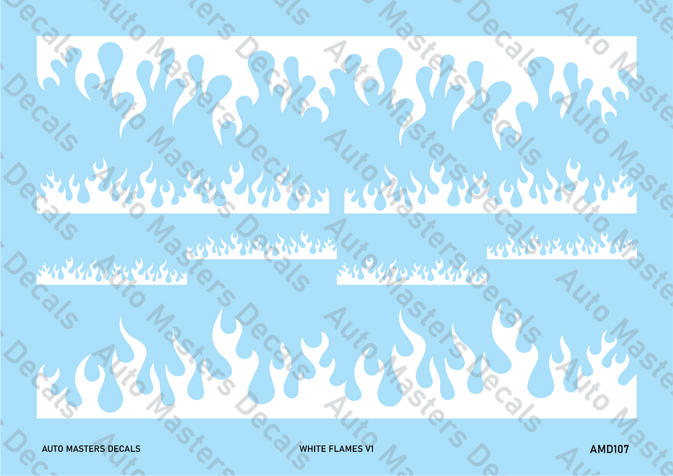 Auto Masters Decals White Flames V1 Decal Set