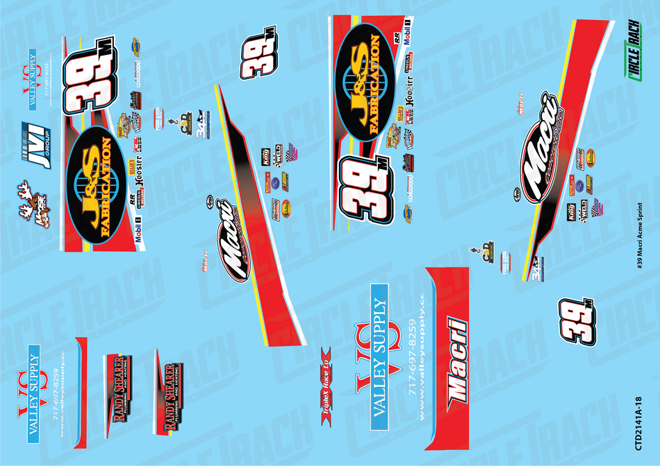 Circle Track Decals #39 Macri Acme Sprint Car 1:18 Decal Set