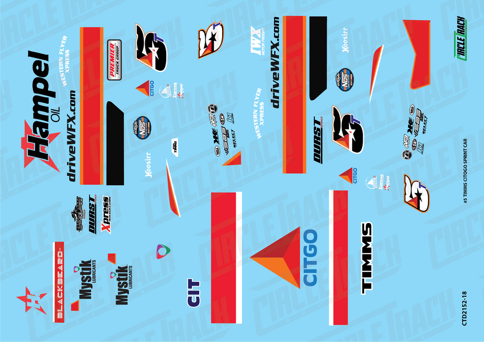 Circle Track Decals #5 Timms Citgo Sprint Car Decal Set 1:18