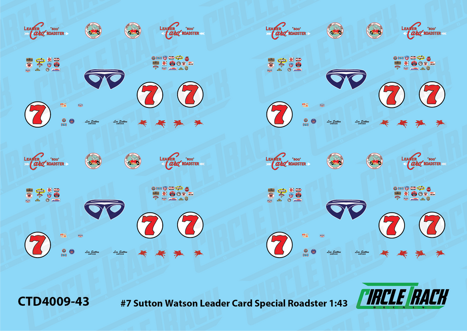 Circle Track Decals #7 Sutton Watson Leader Card Special Roadster 1:43