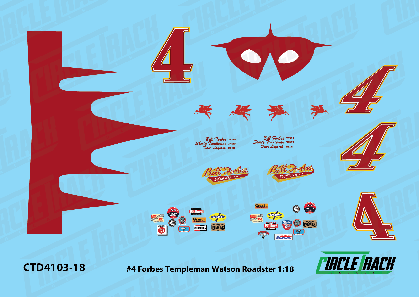 Circle Track Decals #4 Forbes Templeman Watson Roadster 1:18