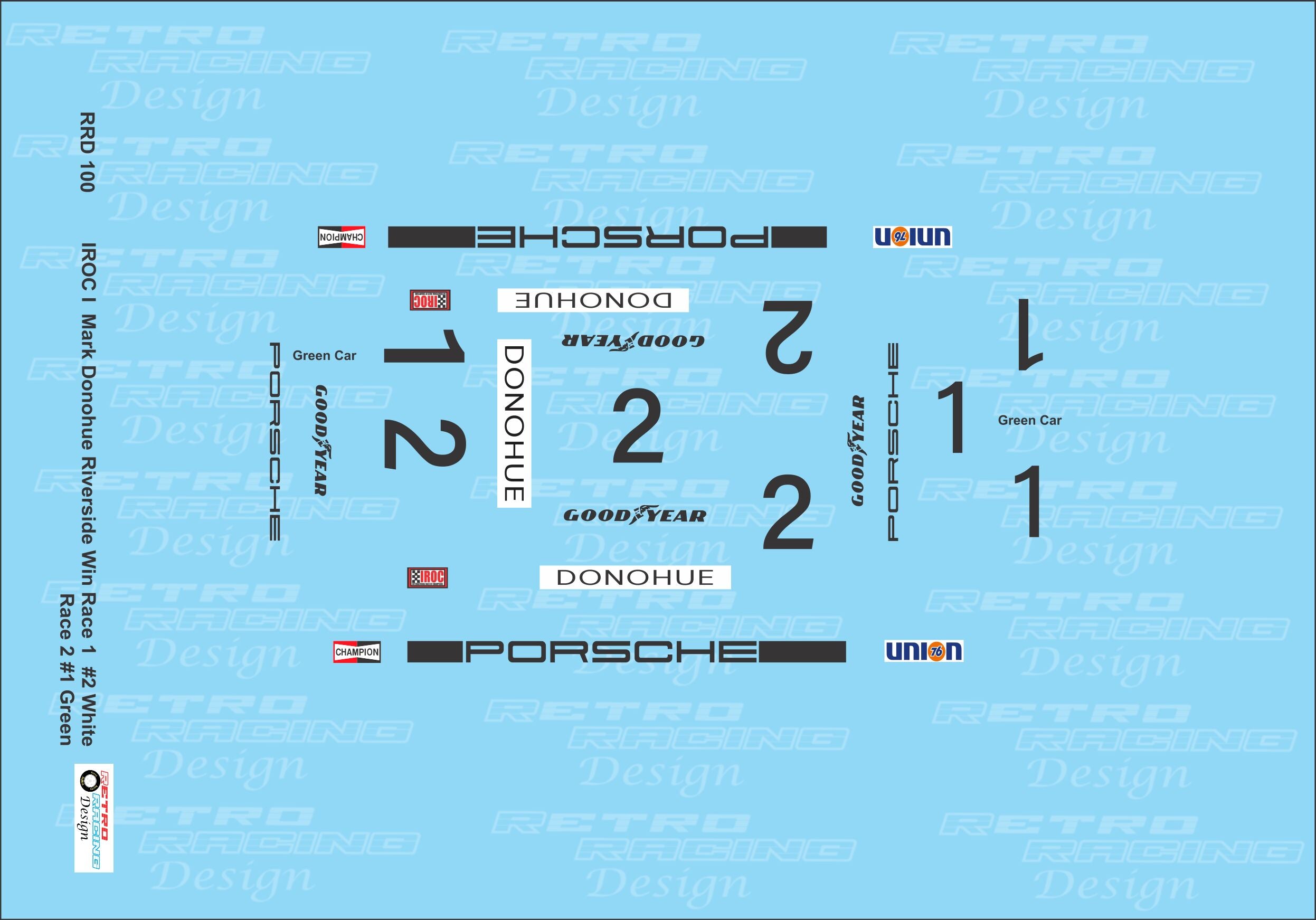 Retro Racing Design IROC Porsche #2 Mark Donohue Riverside Win 1/24 Sc ...