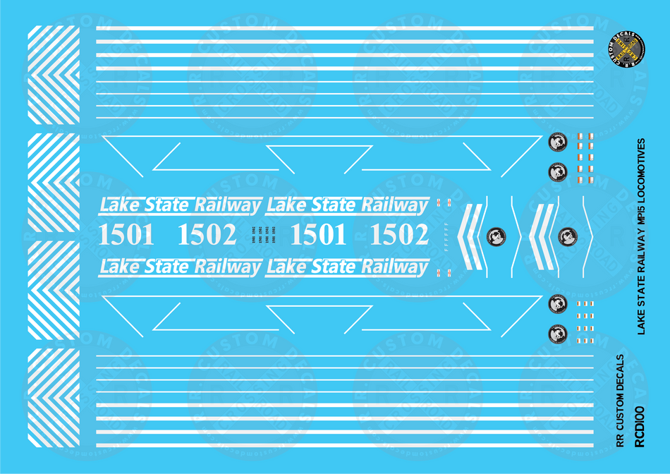 RR Custom Decals HO Scale Lake State Railway EMD MP15 Locomotives Decal Set