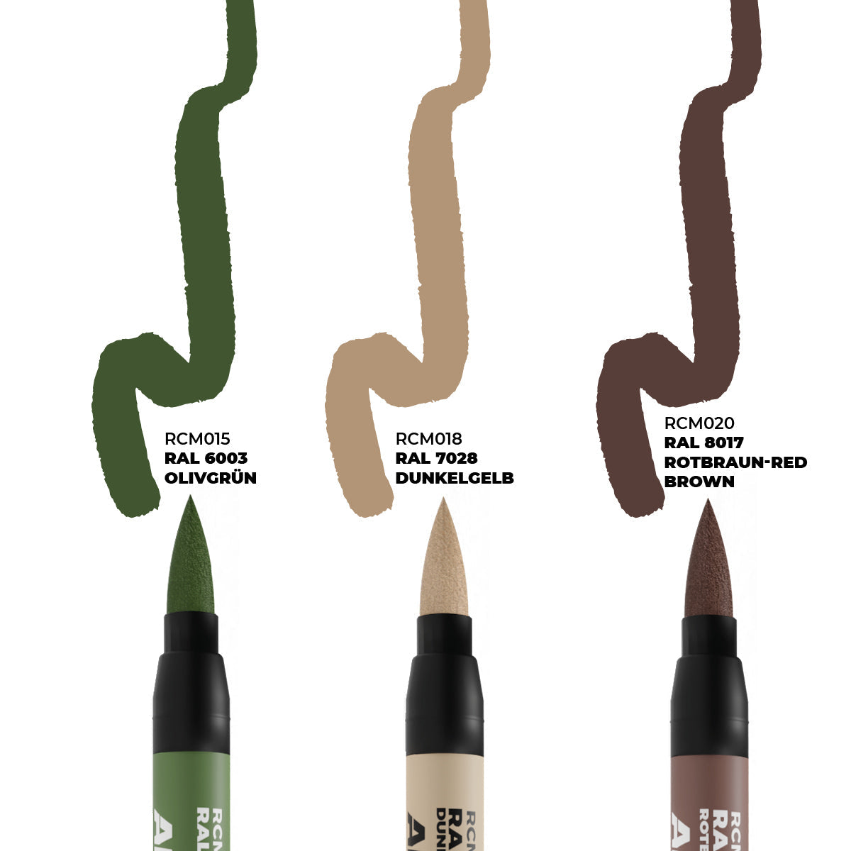 AK Interactive Real Colors Markers Late German AFV Camo Colors 3 Pack Set RCM108