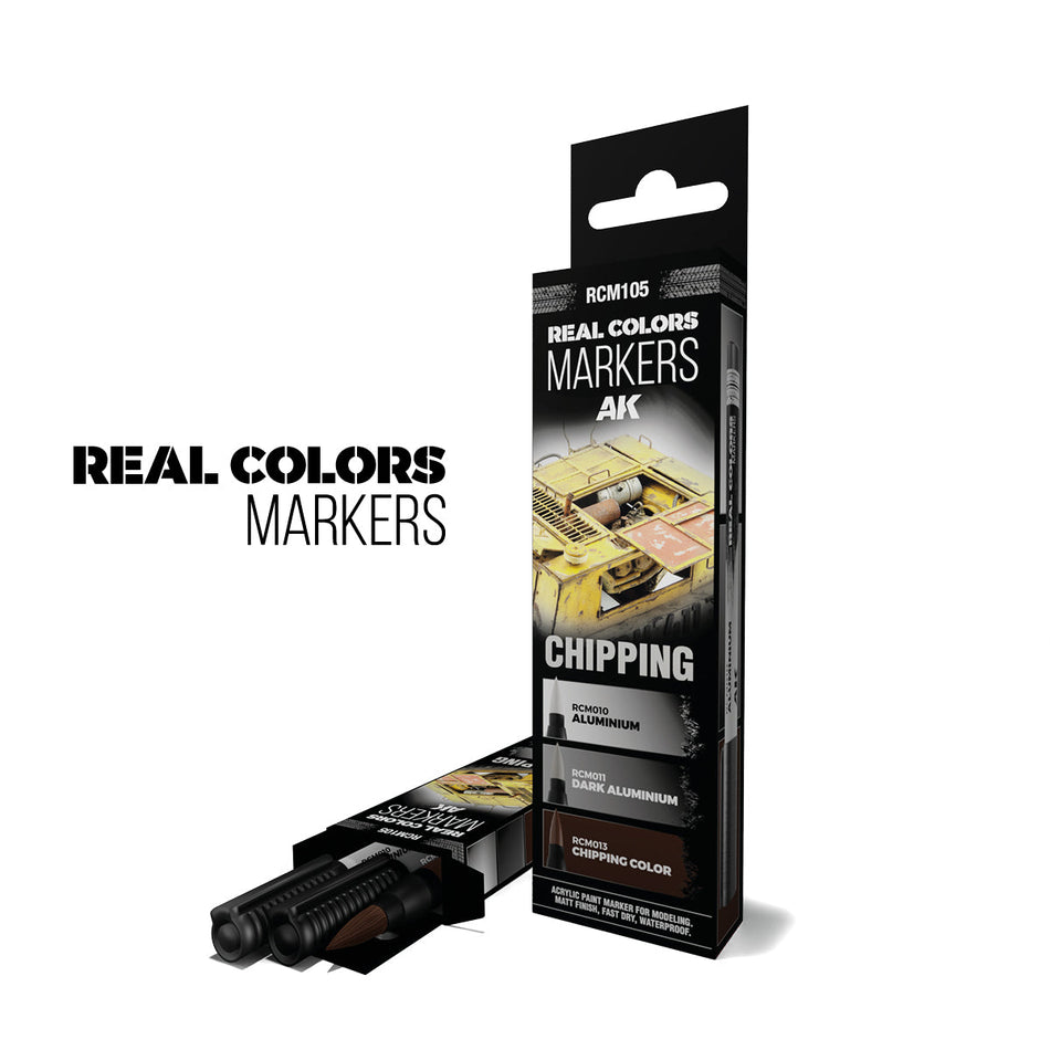 AK Interactive Real Colors Markers Chipping 3 Pack Set RCM105