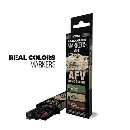 AK Interactive Real Colors Markers Late German AFV Camo Colors 3 Pack Set RCM108