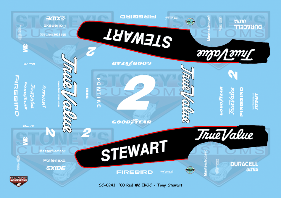 Stoney's Customs 2000 Red #2 IROC Tony Stewart 1:24 Decal Set