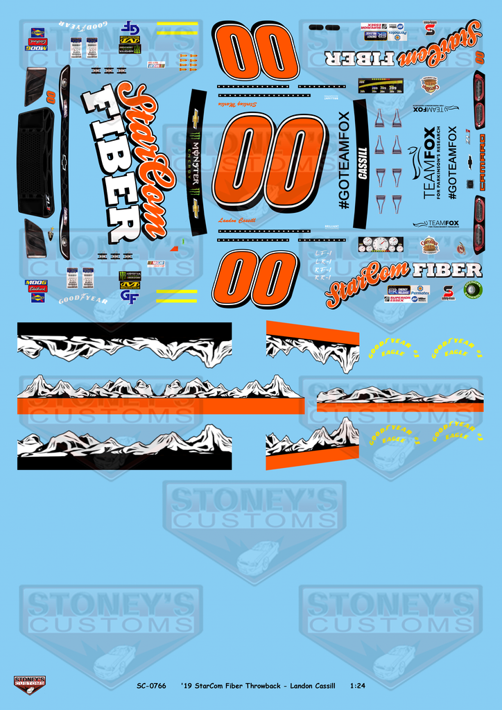 Stoney's Customs 2019 #00 StarCom Fiber Throwback - Landon Cassill 1:2 ...