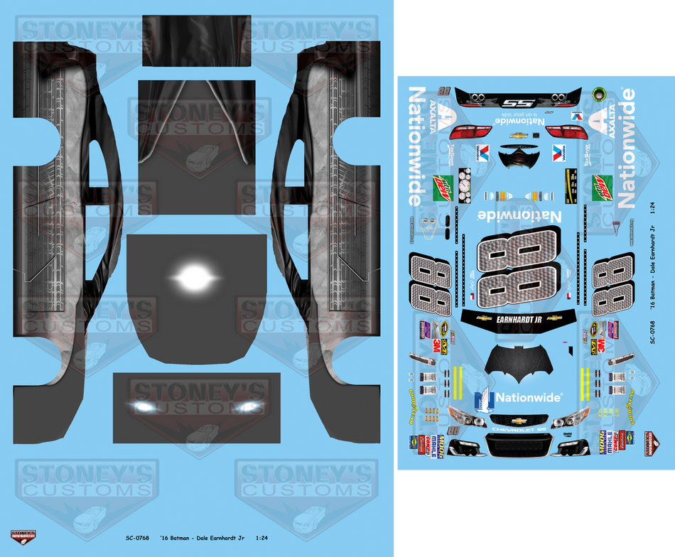 Stoney's Customs 2016 Batman - Dale Earnhardt Jr 1:24 Decal Set