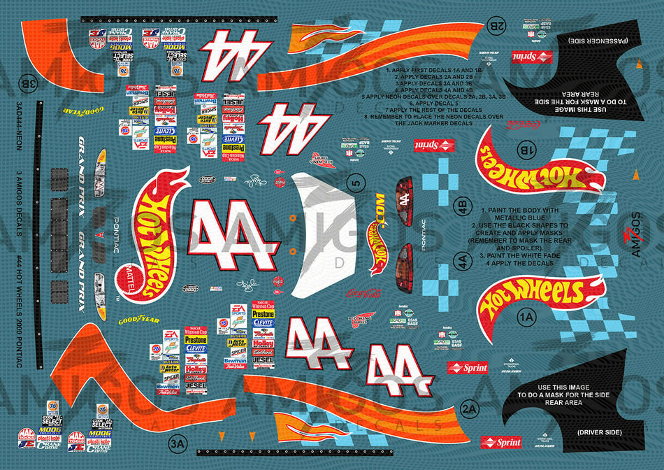 3 Amigos Decals #44 HOT WHEELS 2000 PONTIAC Decal Set 1:24