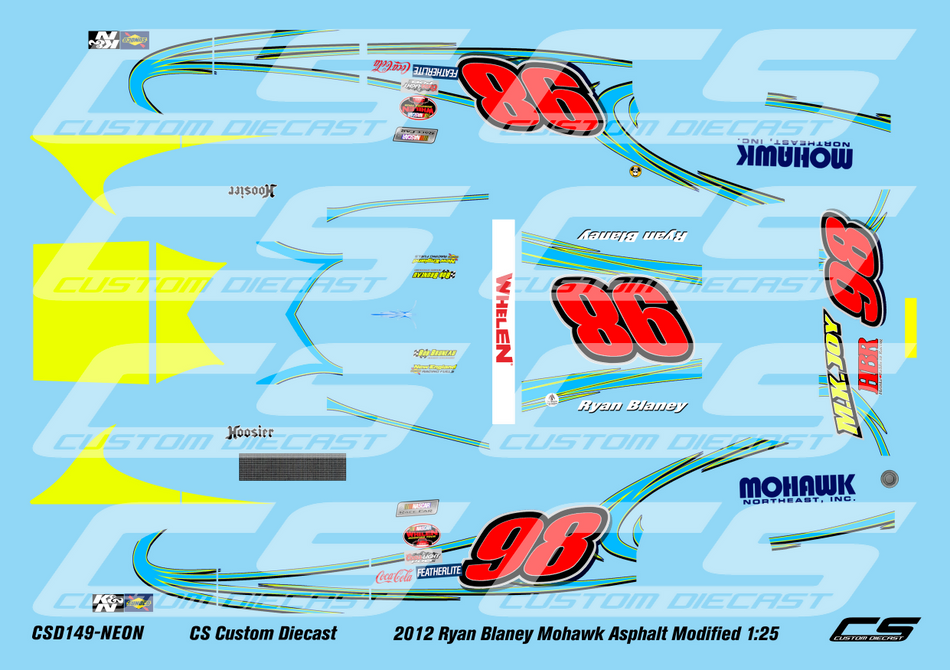 CS Custom Diecast 2012 Ryan Blaney Mohawk HBR Modified 1:25