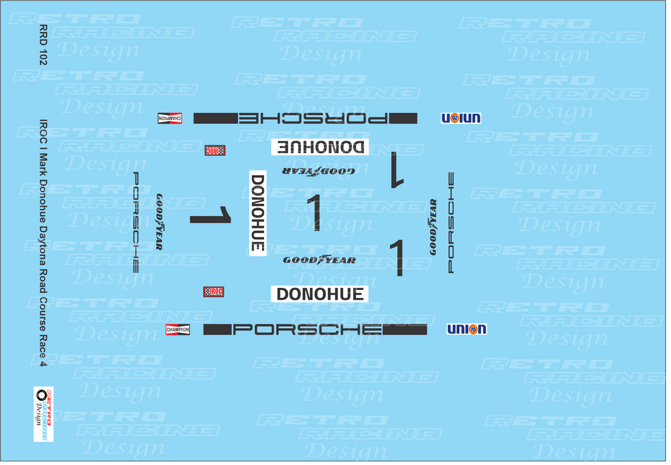 Retro Racing Design IROC I Mark Donohue Orange #1 Porsche 1/24 Scale Decal