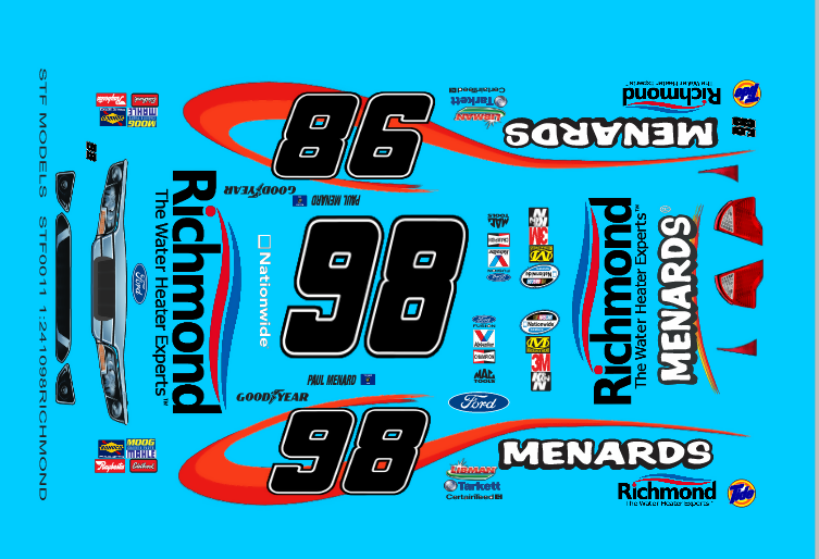 2010 #98 Richmond Water Heaters Ford Fusion Paul Menard