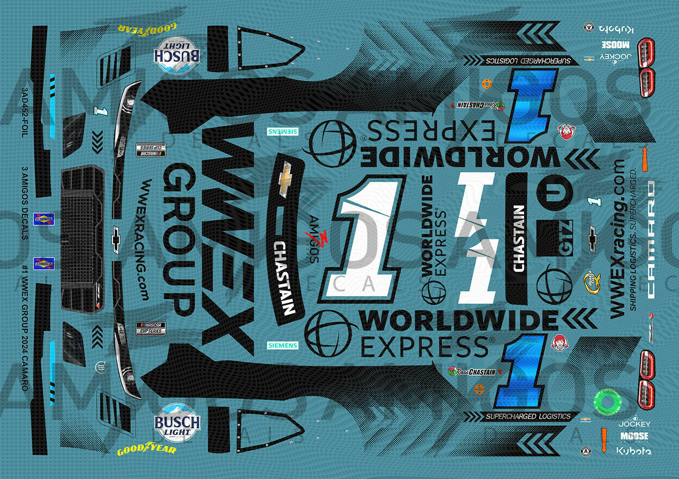 3 Amigos Decals #1 WWEX 2024 CAMARO (ATLANTA SEPTEMBER RACE) Decal Set ...