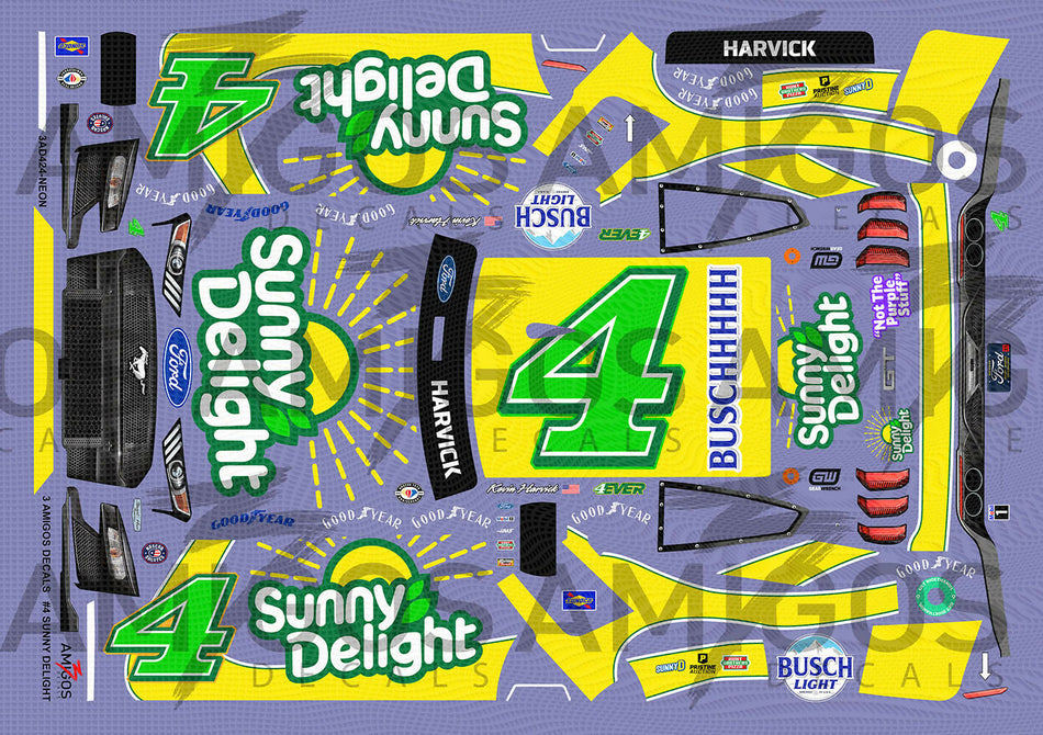 3 Amigos Decals #4 SUNNY DELIGHT 2023 MUSTANG (DARLINGTON THROWBACK) Decal Set 1:24