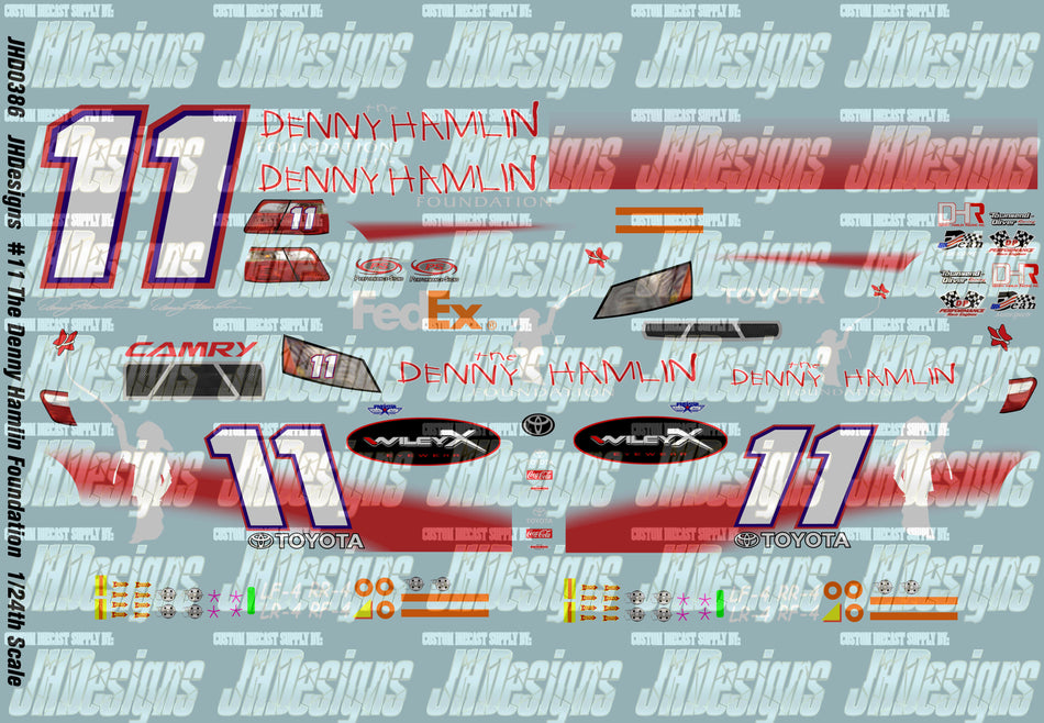 JH Designs Denny Hamlin 2010 LMS #11 The Denny Hamlin Foundation (DH Short Track Showdown) 1:24 Racecar Decal Set