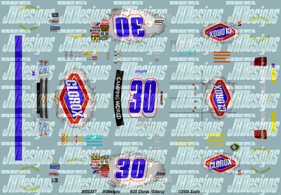 JH Designs Kyle Larson 2013 CWTS #32 Clorox (Eldora) 1:24 Racecar Decal Set