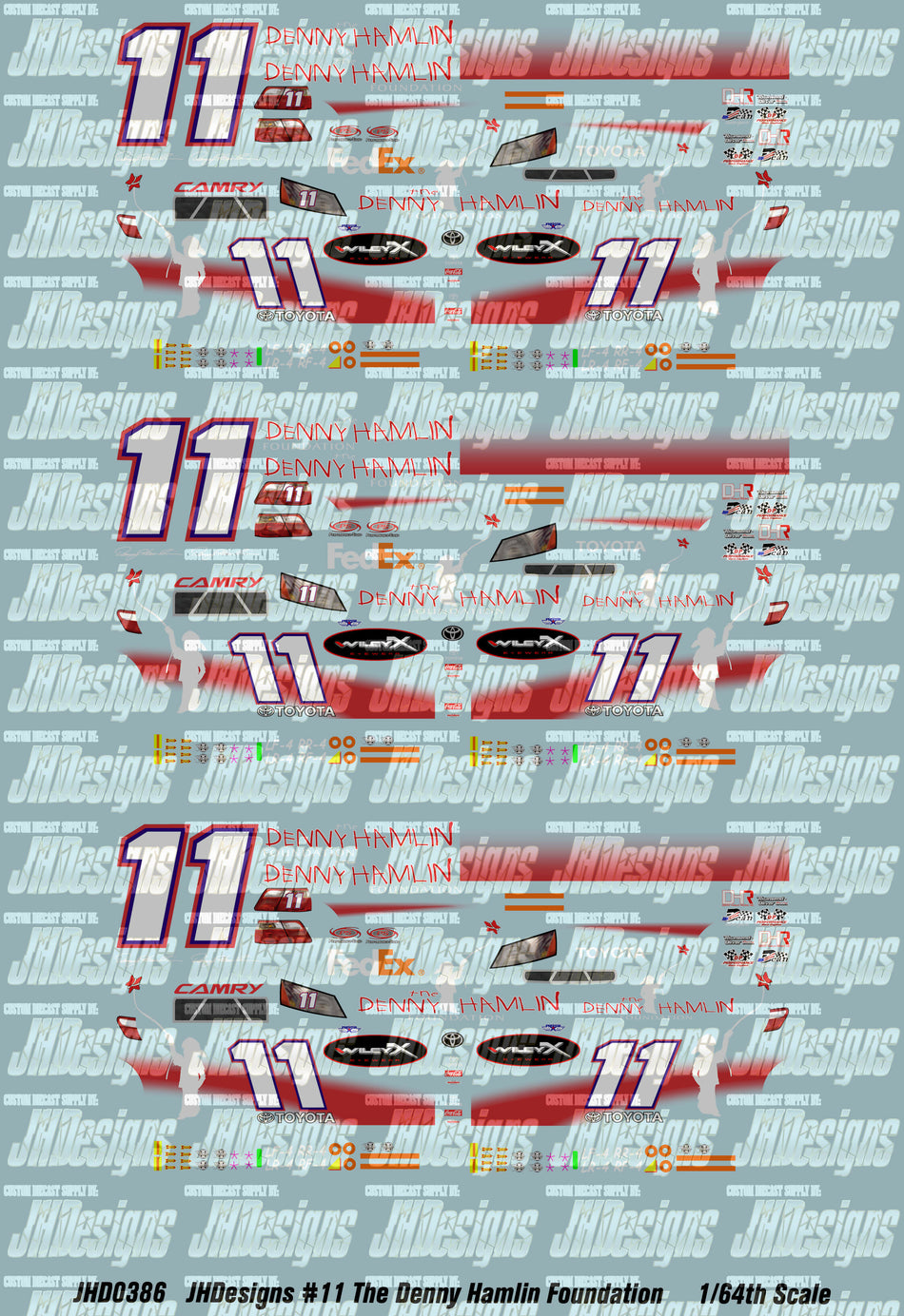 JH Designs Denny Hamlin 2010 LMS #11 The Denny Hamlin Foundation (DH Short Track Showdown) 1:64 Racecar Decal Set