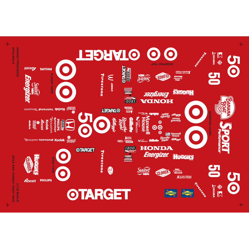 Grand Precision - 1/18 2012 Dario Franchitti #50 Target (Indy 500) Decals