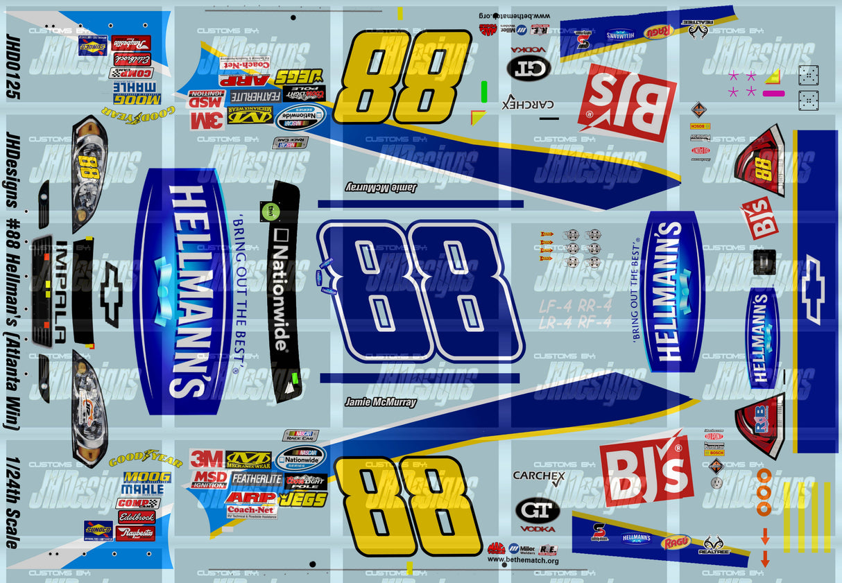 JH Designs Jamie McMurray 2010 NWS #88 Hellmann's - BJ's (Atlanta Win ...