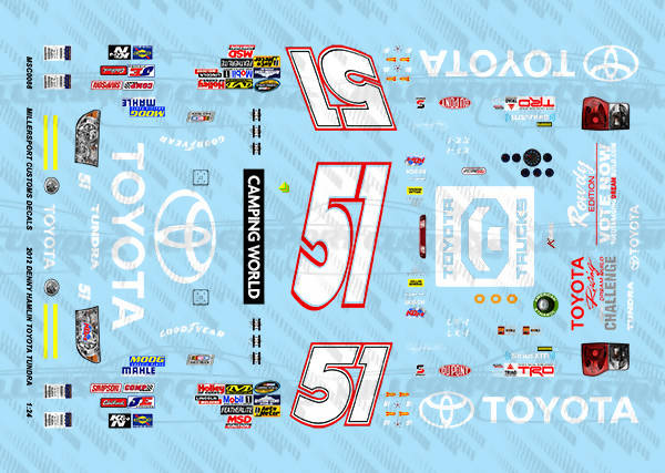 Millersport Customs 2012 Denny Hamlin Toyota Trucks Toyota Tundra 1/24 Decal Set