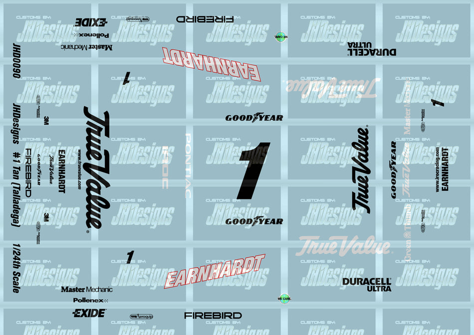 JH Designs Dale Earnhardt 2000 IROC #1 Tan (Talladega) 1:24 Racecar Decal Set