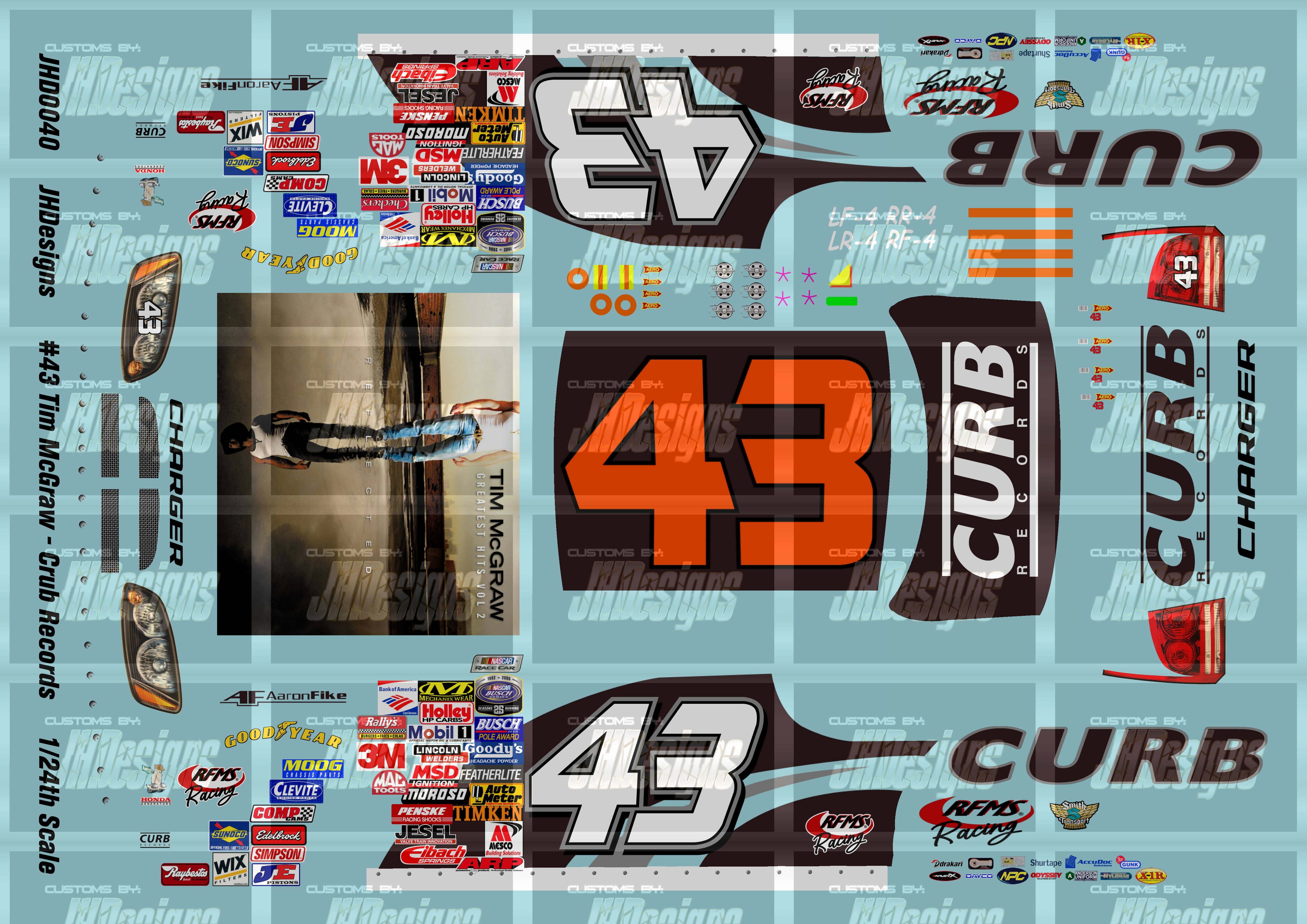 JH Designs Aaron Fike 2006 NBS #43 Tim McGraw - Curb Records 1:24 Race ...