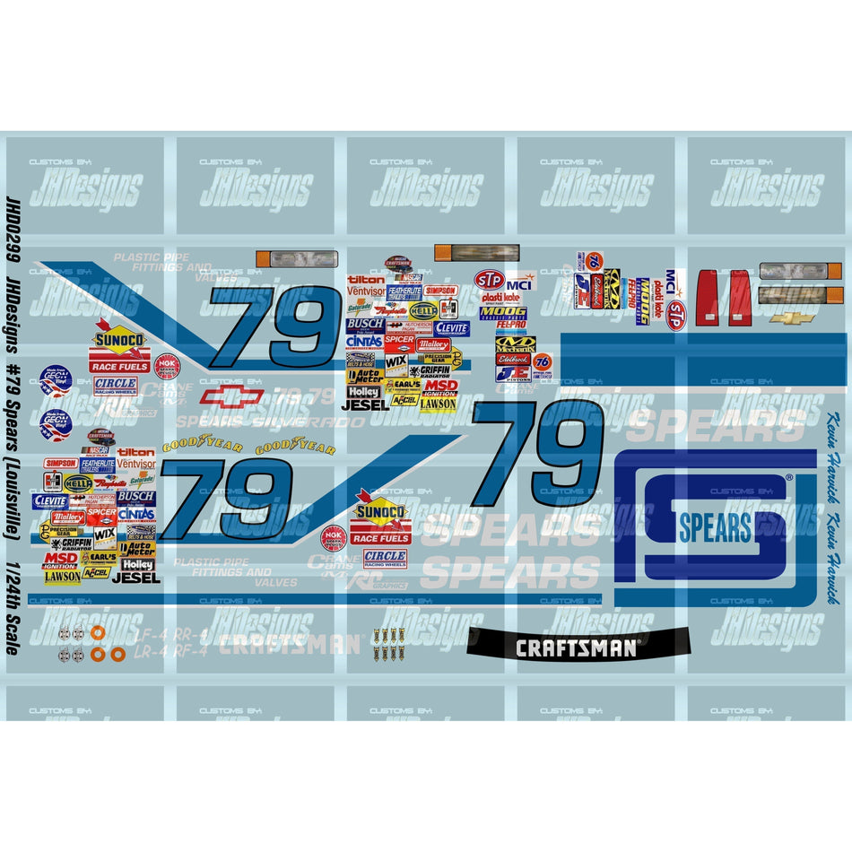 JH Designs Kevin Harvick 1997 TRUCK #79 Spears (Louisville) 1:24 Racecar Decal Set