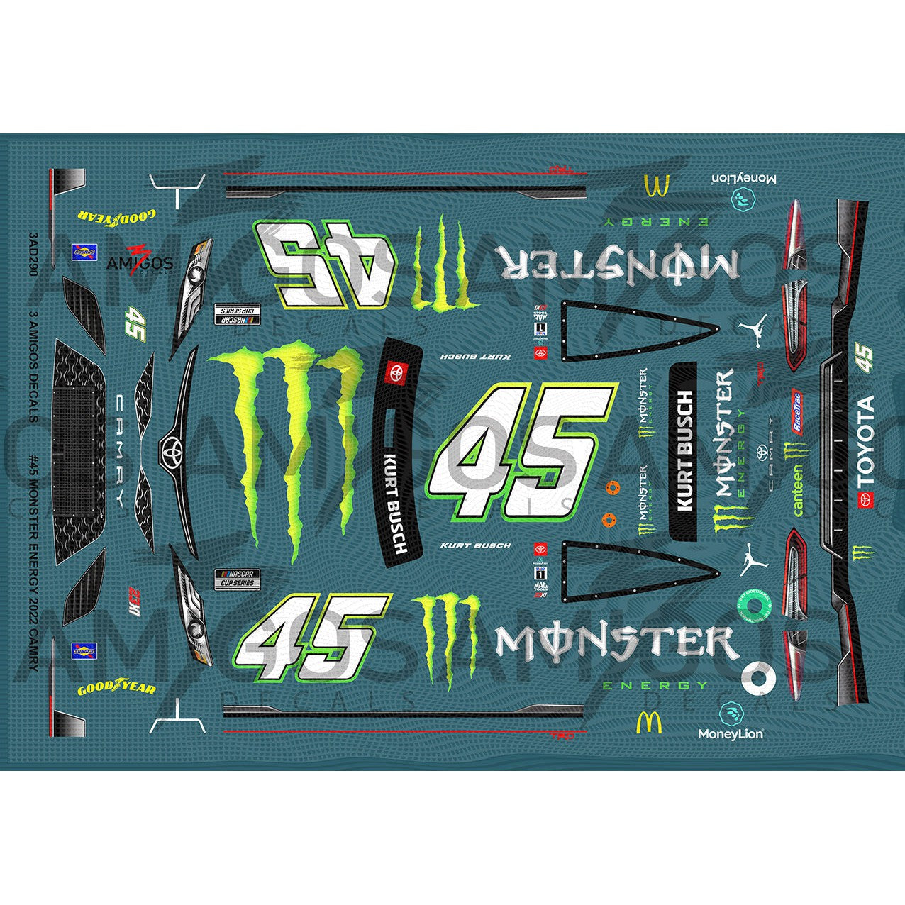 3 Amigos Decals 45 MONSTER ENERGY 2022 CAMRY Decal Set 1 24 Print it Decals